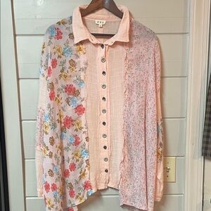 POL Floral Buttondown Blouse Boho Size L.